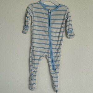 Striped Blue & White Kickee Pants Baby One-Piece Footed Pajamas